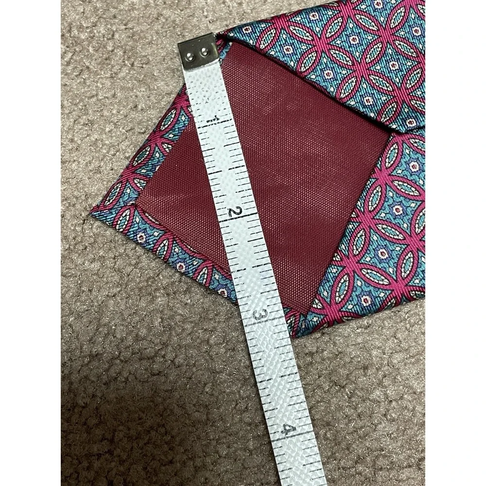 Georgio Salvi New Pure Silk Blue Pink Geometric Men tie 58